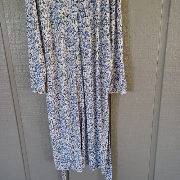 Eloquii Women Floral Print Midi Shirt Dress Size 28 Preppy Tie Waist Long Sleeve - Picture 4 of 13